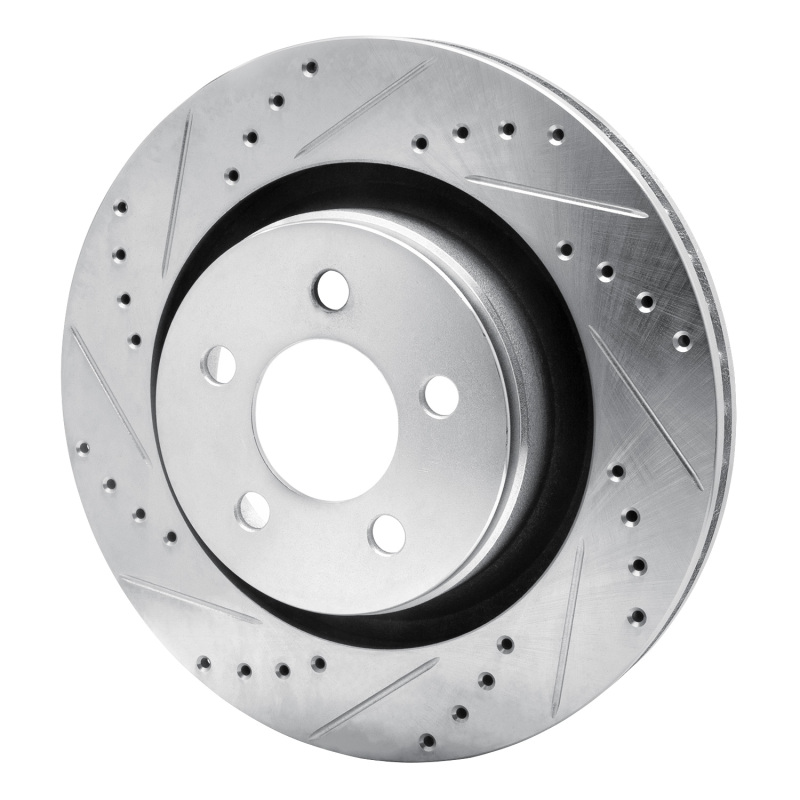 Jeep Liberty Brake Rotor (1) - Front Left - R1 Concepts - Drilled & Slotted - Silver - `11-`12